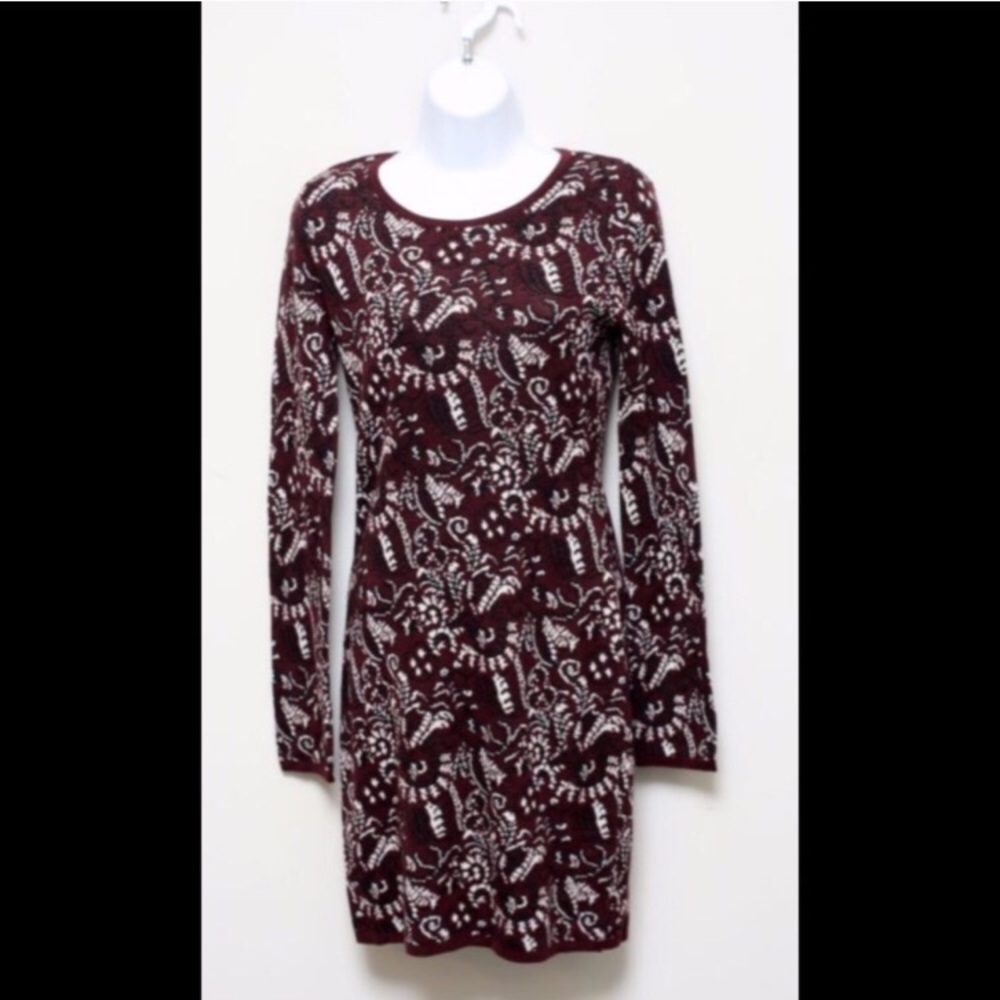 Willow & Clay Maroon Sweater Dress XS Lace Knit Bodycon Nordstrom
